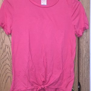 Pink shirt bottom knot